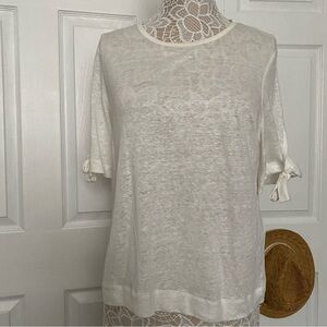 NWT L.K.Bennett London TJ Chloee top short sleeve cream Large 100% Linen